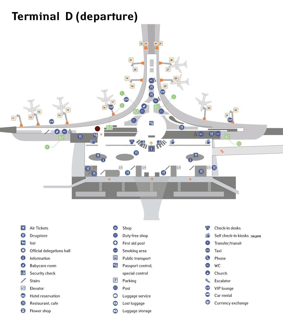 Sheremetyevo એરપોર્ટ નકશો ટર્મિનલ d