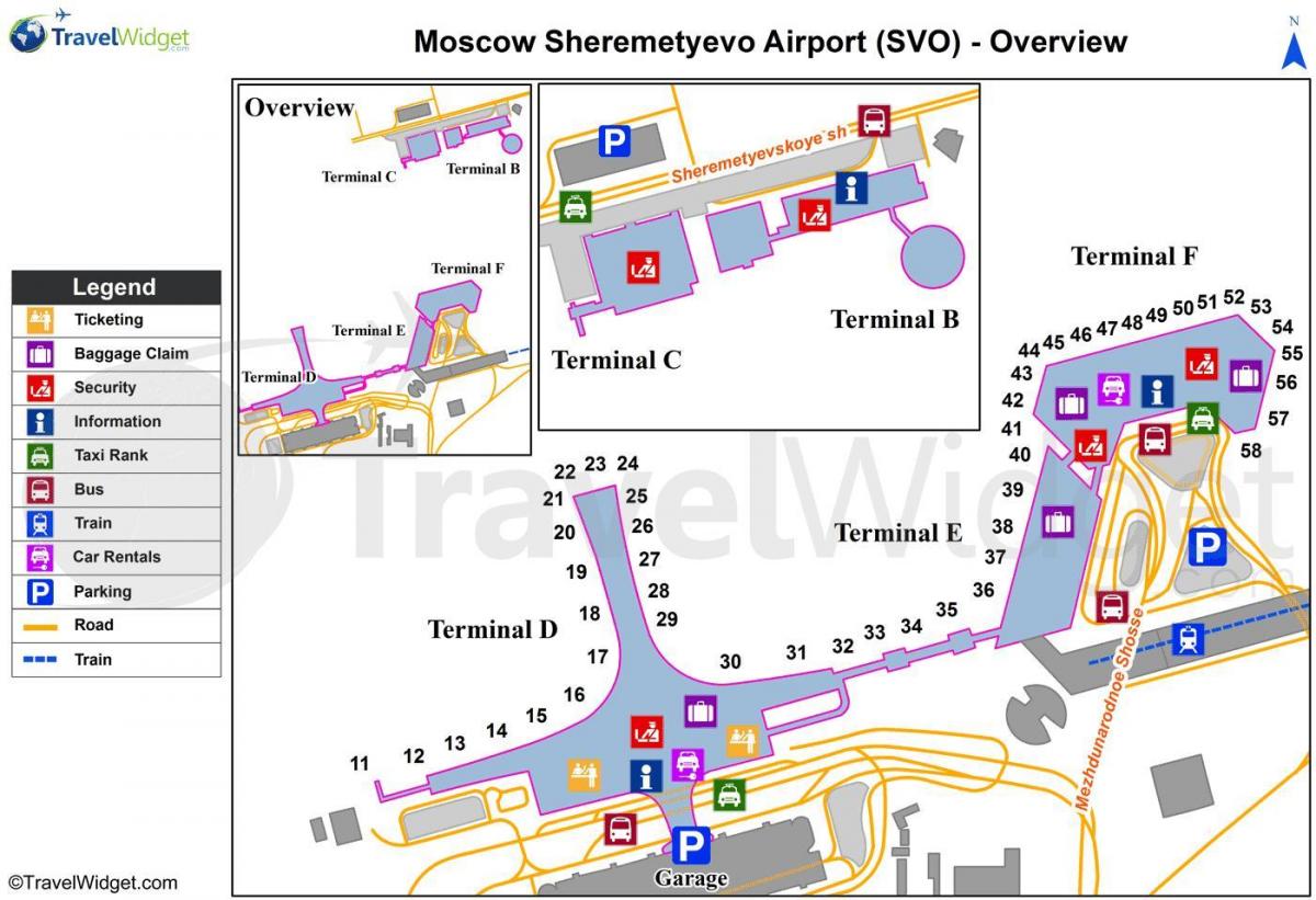 મોસ્કો Sheremetyevo એરપોર્ટ નકશો