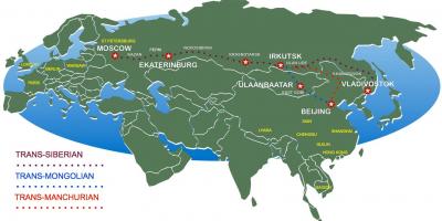 નકશો મોસ્કો માટે વ્લૅડિવૉસ્ટૉક ટ્રેન રૂટ